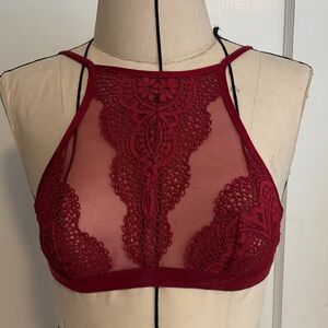 Victoria's Secret Red Lace High-Neck Bralette